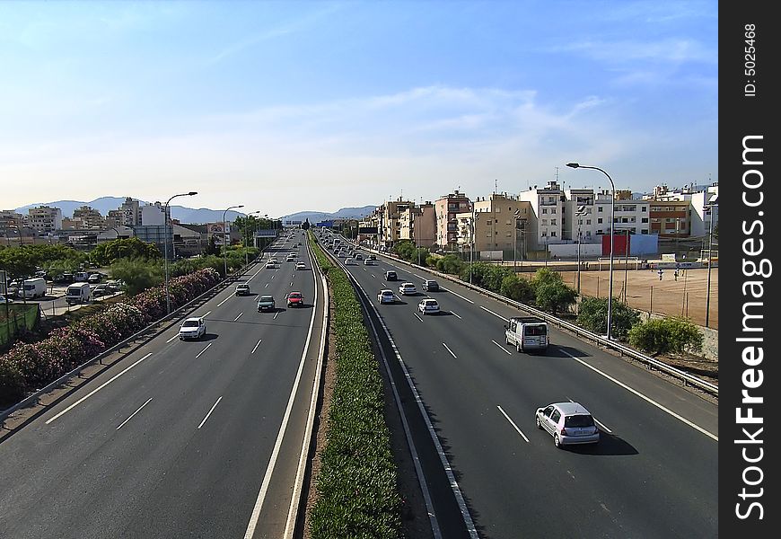 Highway in Majorca with little car traffic. Highway in Majorca with little car traffic