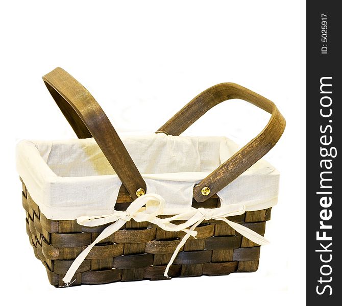 Big picnic basket made from rattan isolated