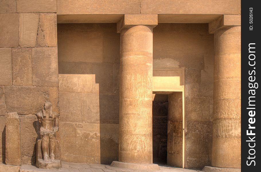 Tomb Doorway in the pyramid area of Giza near Cairo, Egypt.