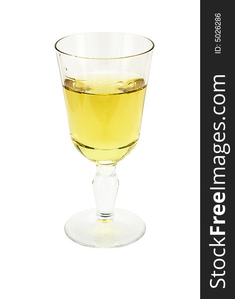 A glass of white wine isolated on white background