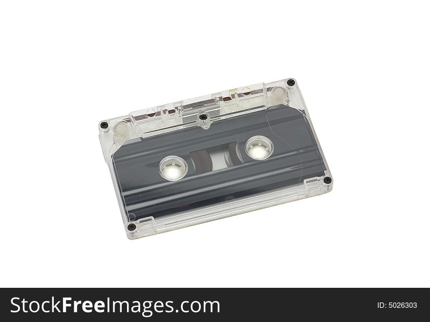 Audio cassette isolated on white without shadow