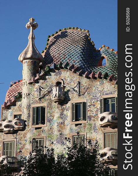 One of Gaudi's houses in Barcelona. One of Gaudi's houses in Barcelona