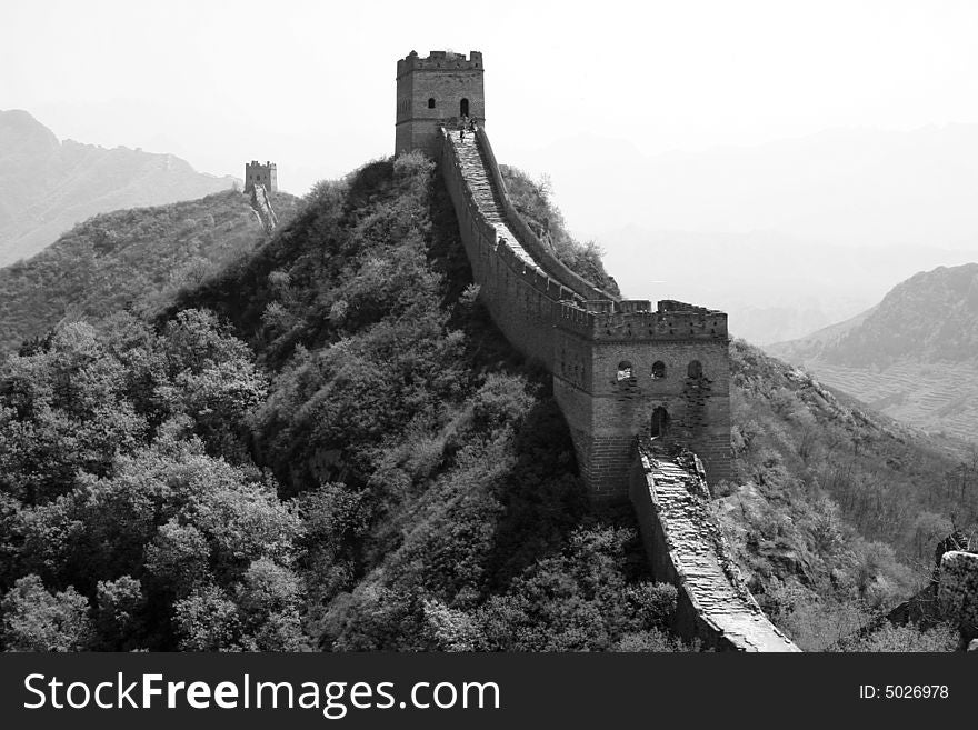 Great Wall of China, Simatai section Black and White. Great Wall of China, Simatai section Black and White