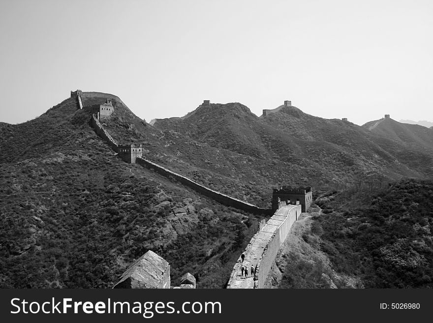 Great Wall of China, Simatai section Black and White. Great Wall of China, Simatai section Black and White