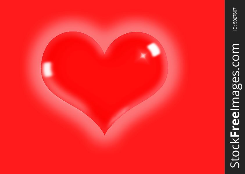 Illustration of a shiny red heart, representing love. Illustration of a shiny red heart, representing love