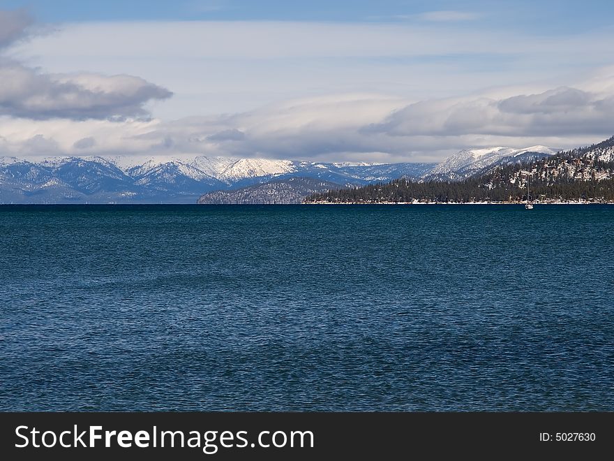 Lake Tahoe with lots of clouds. Lake Tahoe with lots of clouds