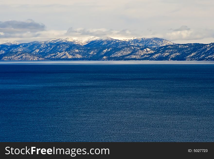 Lake Tahoe with snowy mountains. Lake Tahoe with snowy mountains