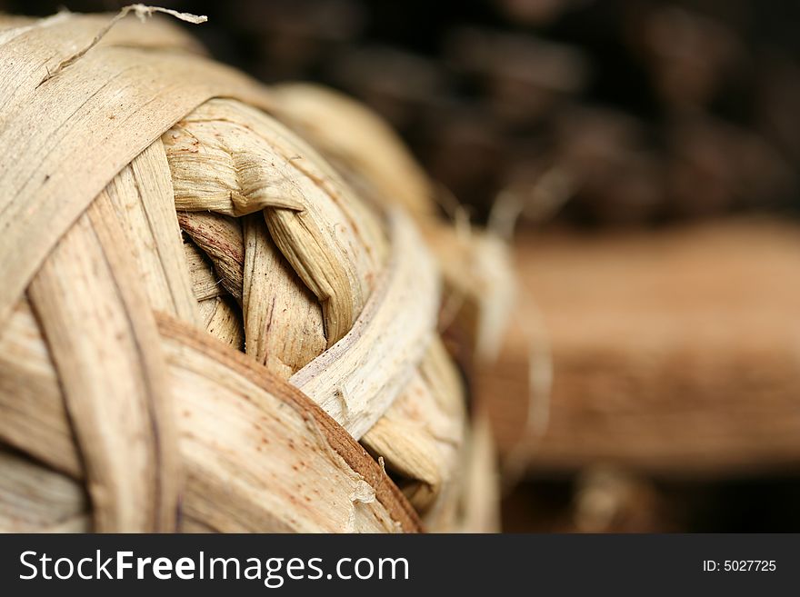 Extreme close-up of a wooden ball in pot pourri, with shallow depth of field. Ideal for home and garden background. Extreme close-up of a wooden ball in pot pourri, with shallow depth of field. Ideal for home and garden background