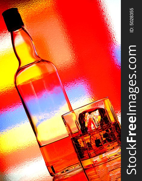 Whiskey Bottle & Glass Abstract