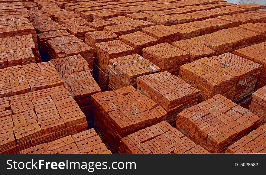 Rick-red bricks for building