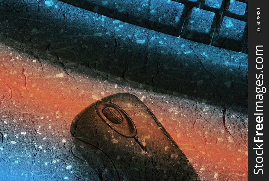 Grunge texture applied to keyboard and mouse. Grunge texture applied to keyboard and mouse