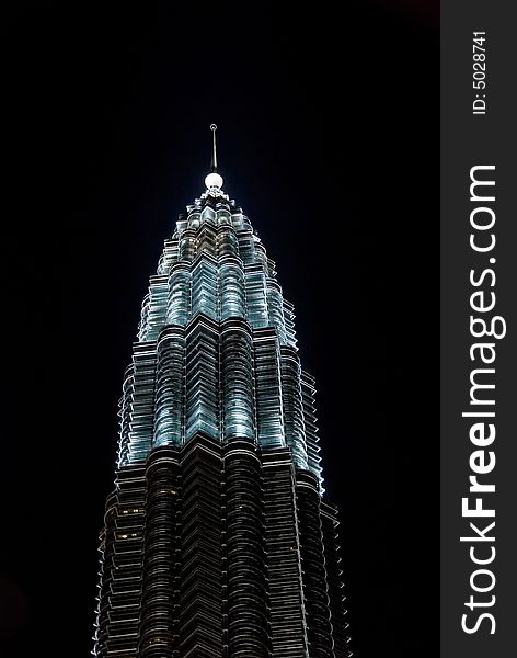 Petronas twin towers in the night, malaysia