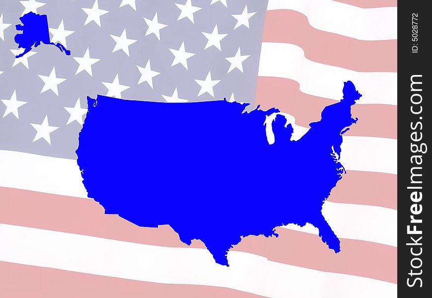 Usa map against a flag