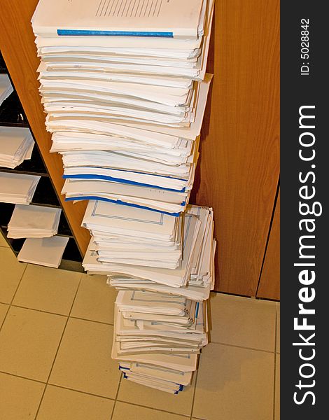 Pile of folders on a floor