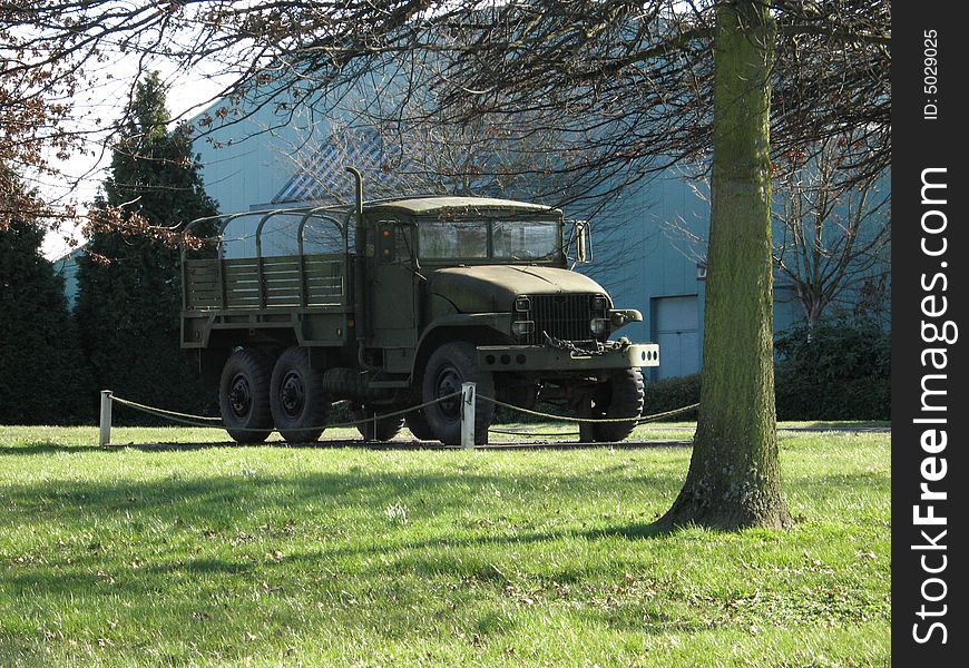 Army truck parked at an army based