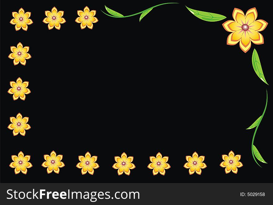 The Flowers On Black Background
