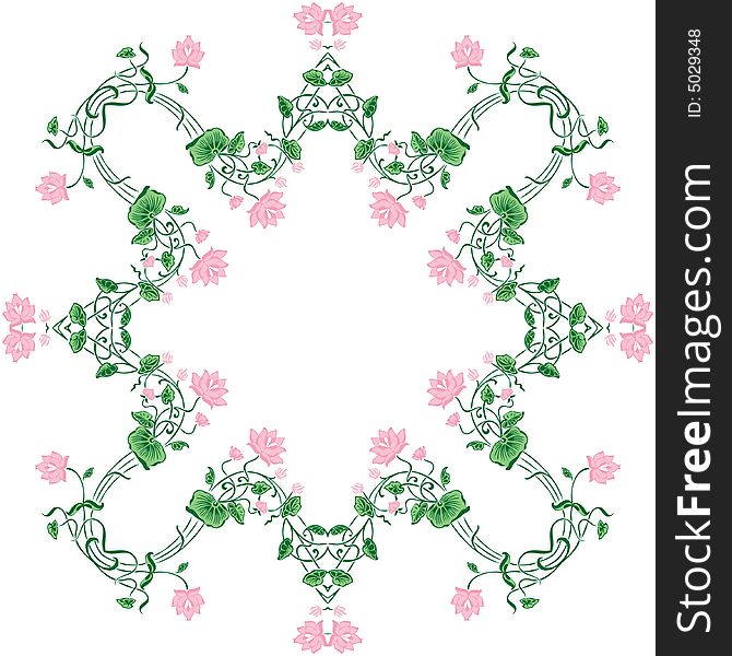 Abstract frame with floral ornament - graphic illustration