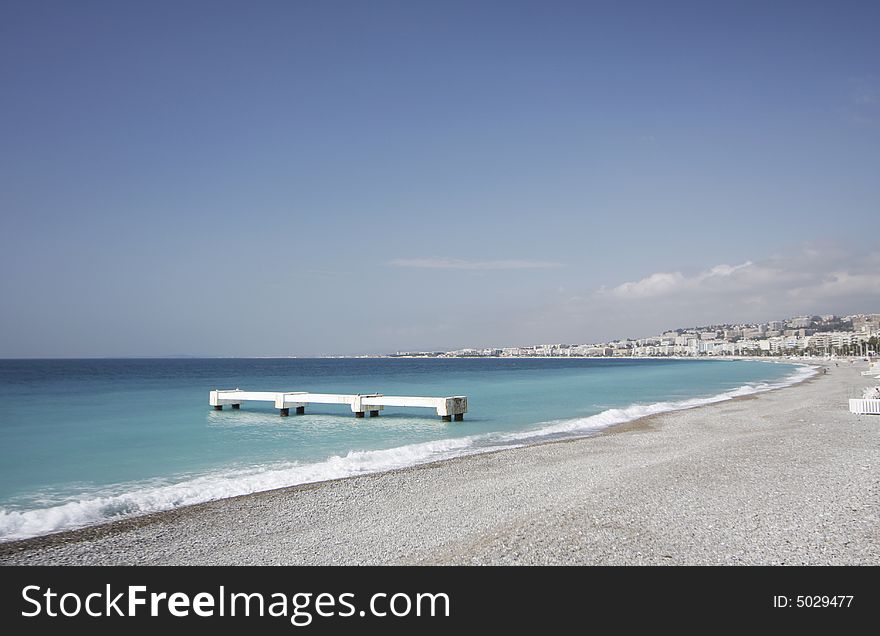 View of the beach in nice, cote azur, france. View of the beach in nice, cote azur, france