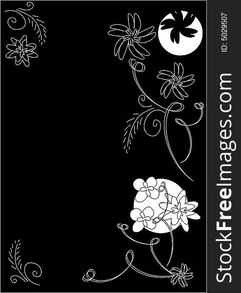 Black-and-white decorative floral background. Black-and-white decorative floral background