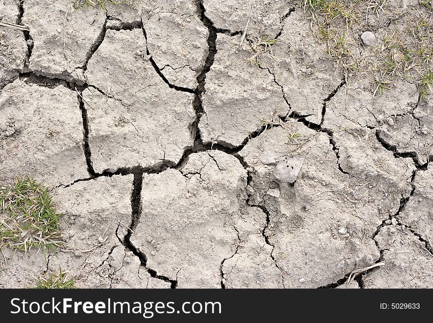 Close up picture of cracked dried soil