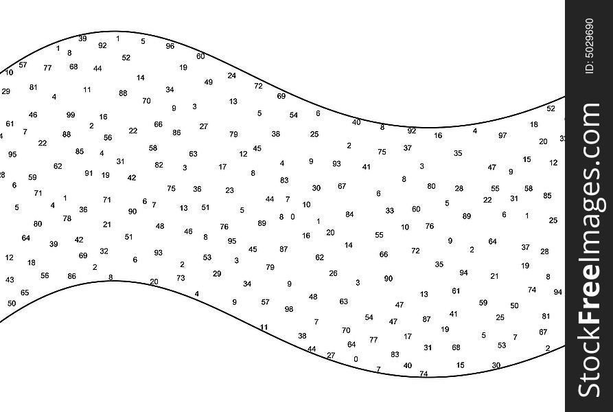 Illustrated monochrome wave filled with numbers. Illustrated monochrome wave filled with numbers