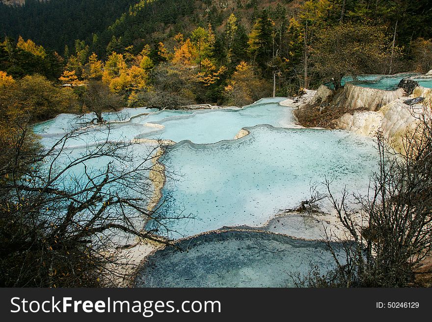 China Huanglong calcification pool of sichuan