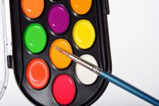 Palette Of The Watercolor Paints Stock Photos