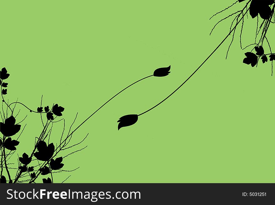 Foliage on a green background with copy space. Foliage on a green background with copy space.
