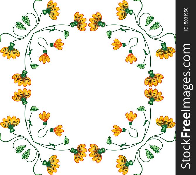 Abstract frame with floral ornament - graphic  illustration