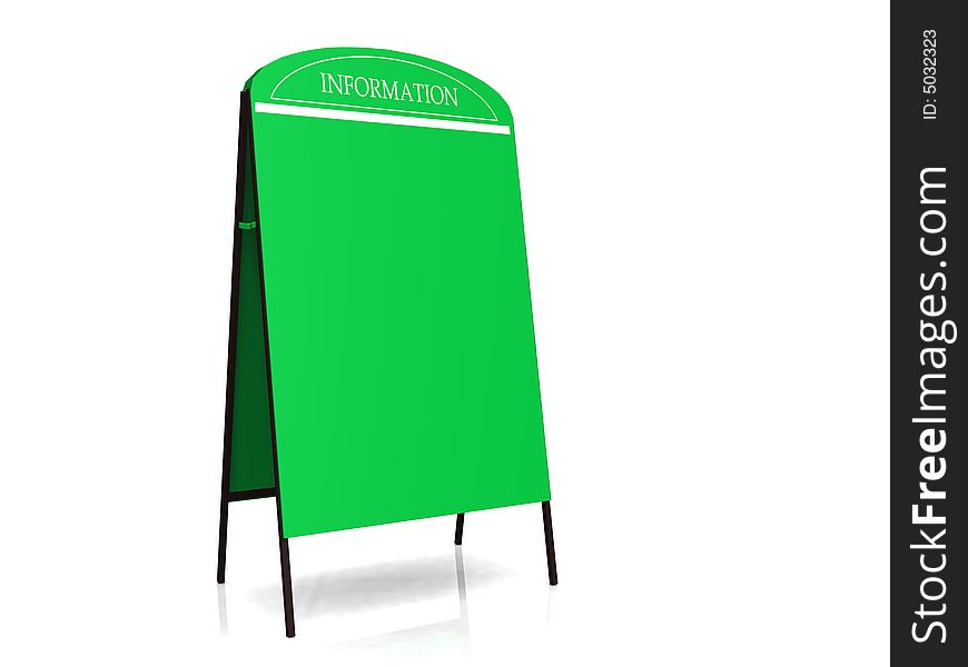 A green blank billboard with the text information at the top. A green blank billboard with the text information at the top.