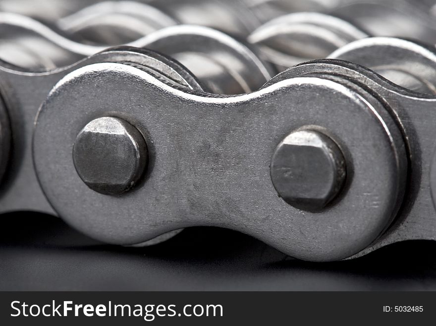 Metal link chain- close up. Metal link chain- close up