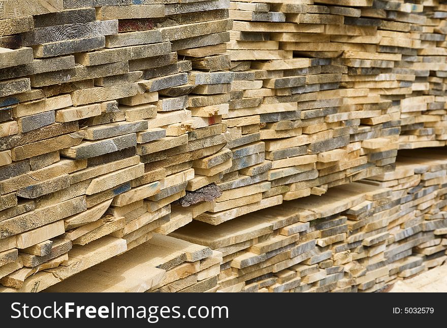 Deciduous tree wood planks stack