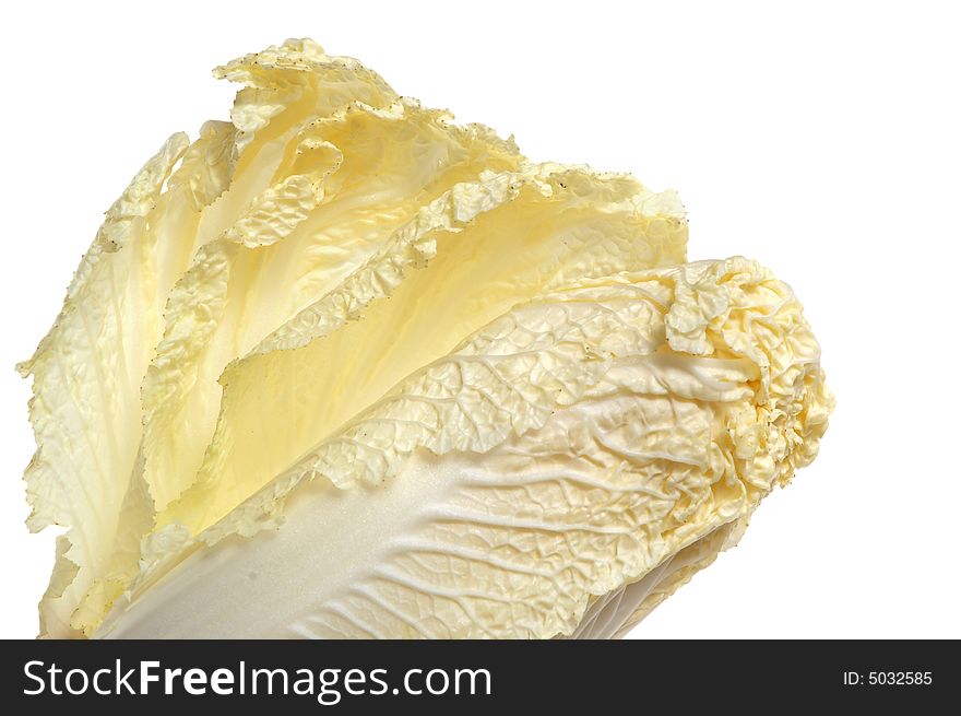 Fresh chinese lettuce leaves on white background