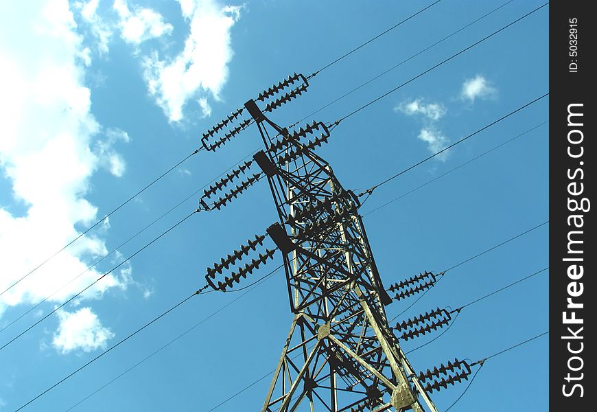 Tower and wires of a line of transfer of the electric power. Tower and wires of a line of transfer of the electric power