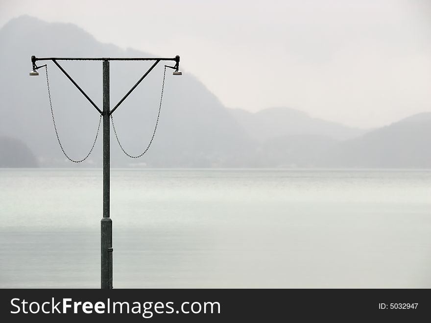 Shower out of order on a lakeshore