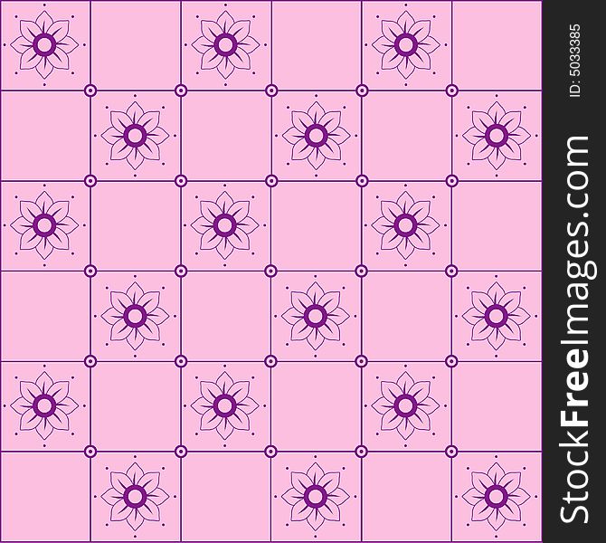 Seamless purple floral pattern, grid