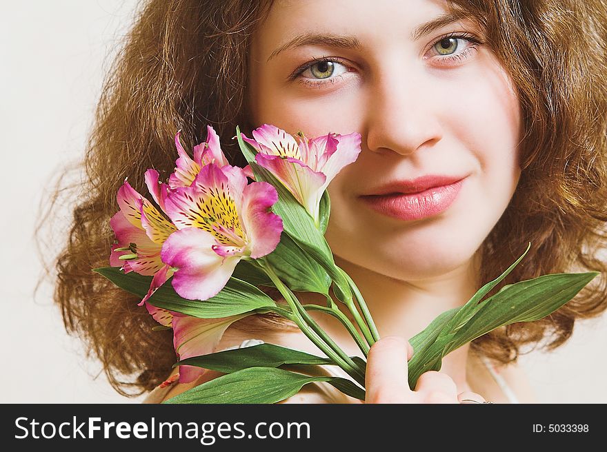 Beautiful Girl With Flowers