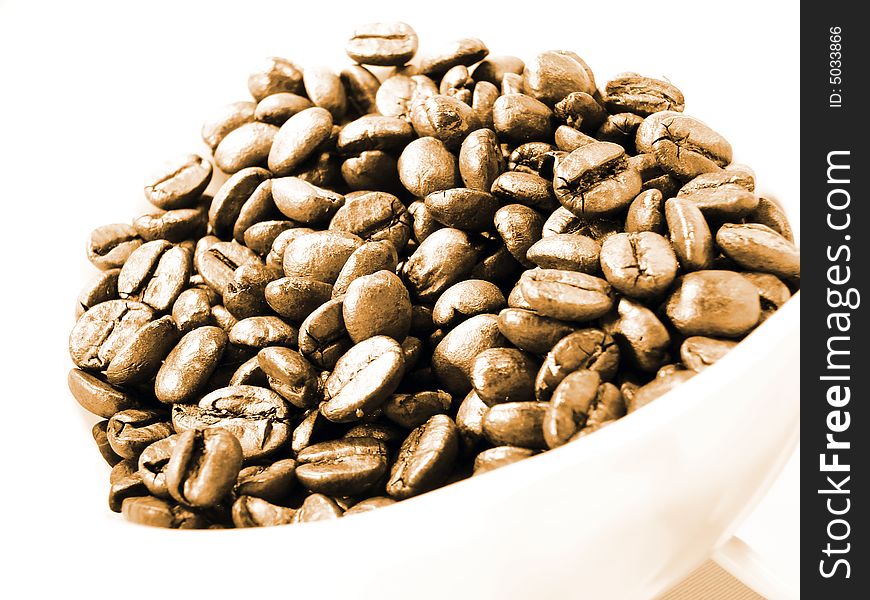 Natural coffee beans sepia