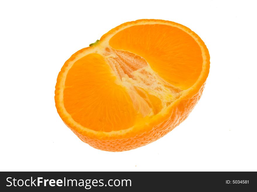 Half orange against white background