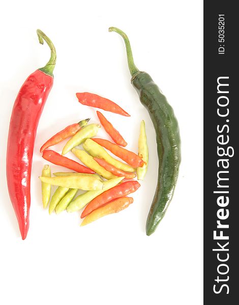 Photograph of chilies isolated in white