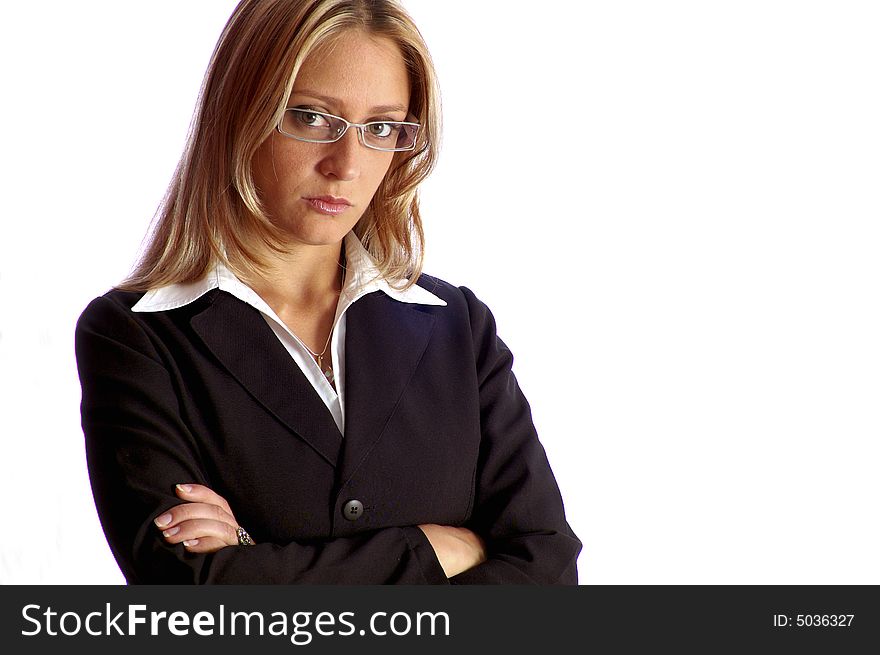 Attractive woman with glasses look away. Attractive woman with glasses look away