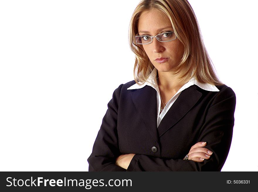 Attractive woman with glasses look away. Attractive woman with glasses look away