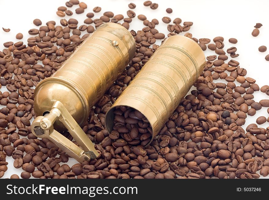 Coffee grinder with coffe beans