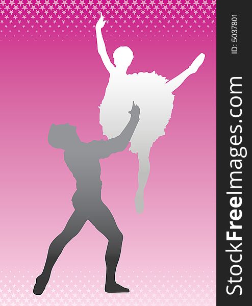 Silhouette dancers (man and woman are separated). Silhouette dancers (man and woman are separated)