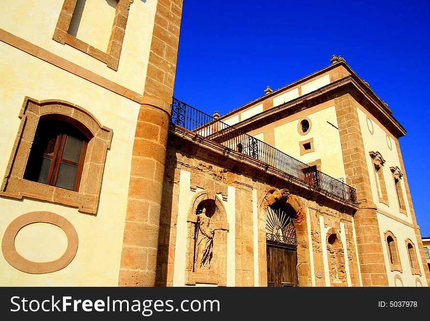 Bagheria ancient villa on blue