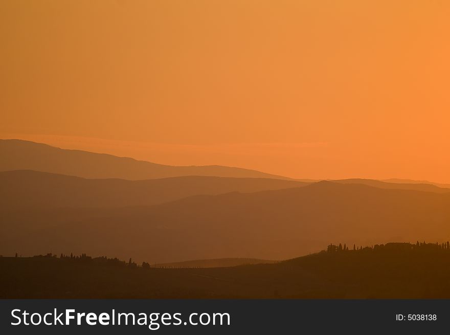 Sunset landscape taken in Val d'Orcia (SI). Sunset landscape taken in Val d'Orcia (SI)