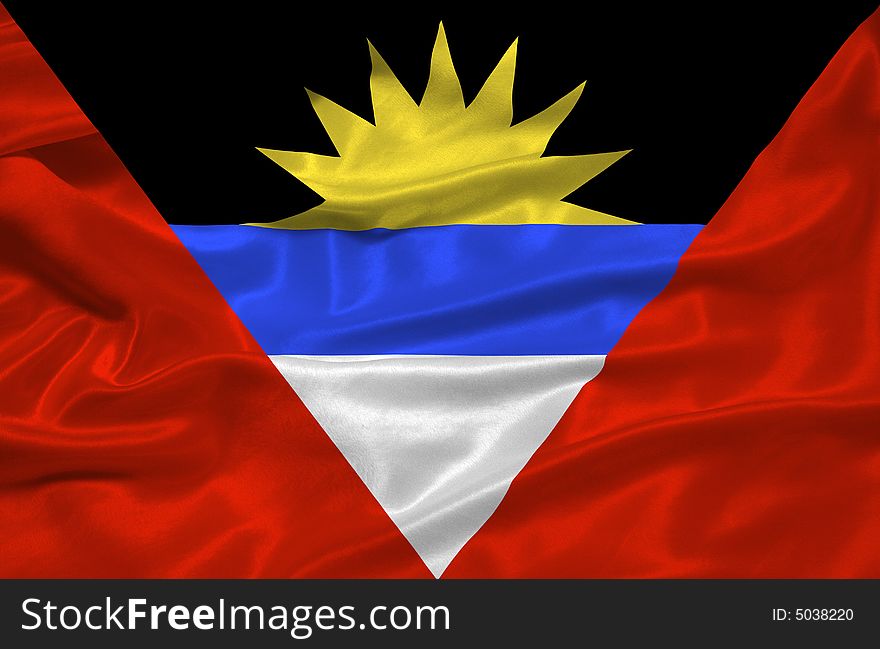 Illustration of waving Antiguan and Barbudan Flag close up. Illustration of waving Antiguan and Barbudan Flag close up