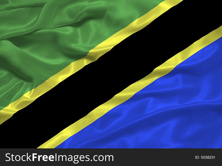 Illustration of waving Tanzanian Flag close up. Illustration of waving Tanzanian Flag close up