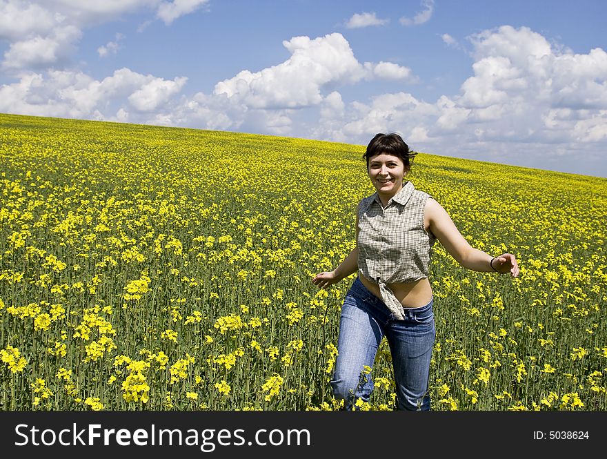 Young girl in summer field