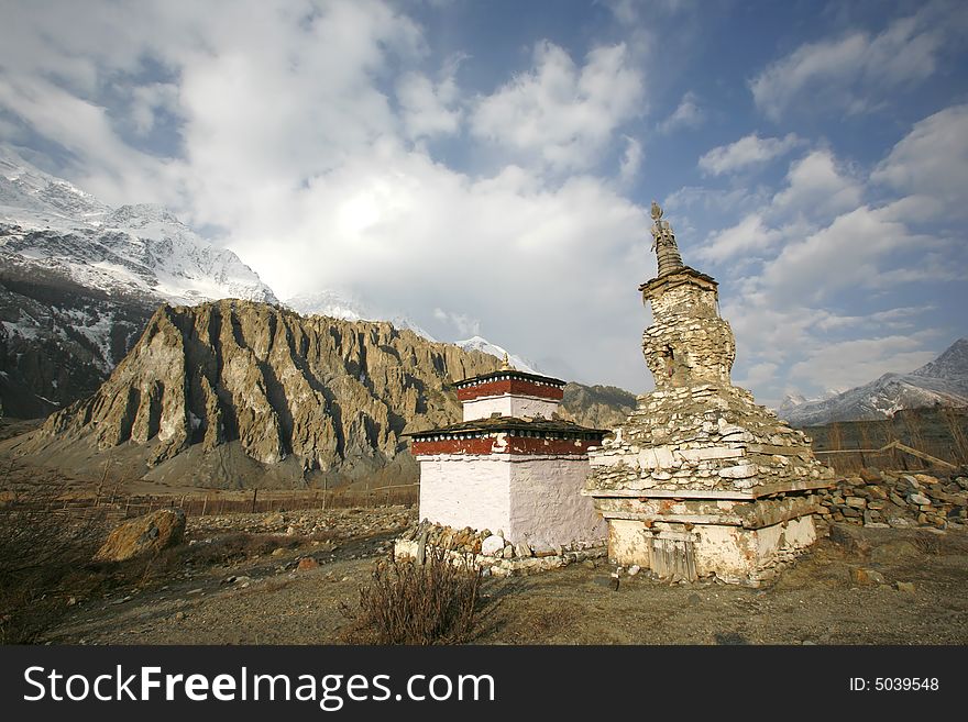 Tibetan shrine on annapurna circuit, nepal